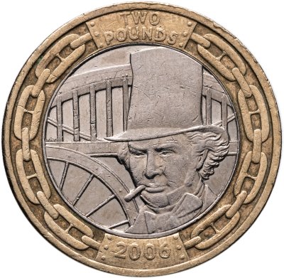 купить Великобритания 2 фунта (pounds) 2006 "200 лет со дня рождения Изамбарда Кингдома Брунеля — мост Альберта"
