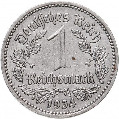 купить Третий рейх 1 рейхсмарка (reichsmark) 1934 Е - Монетный двор Мульденхюттен