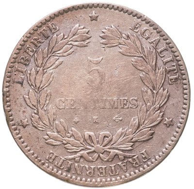 купить Франция 5 сантимов (centimes) 1872 K