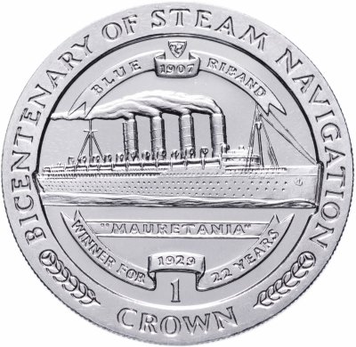 купить Остров Мэн 1 крона 1988 "200 лет паровому флоту. RMS Mauretania"