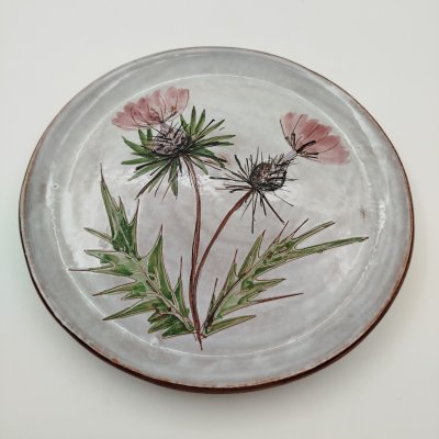 купить Тарелка (блюдо) с изображением чертополоха, керамика, глазурь, роспись, Западная Европа, 1970-1990 гг.