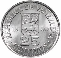 купить Венесуэла 25 сентимо (centimos) 1990