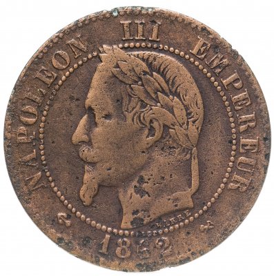 купить Франция 2 сантима (centimes) 1862 K знак монетного двора: "K" - Бордо