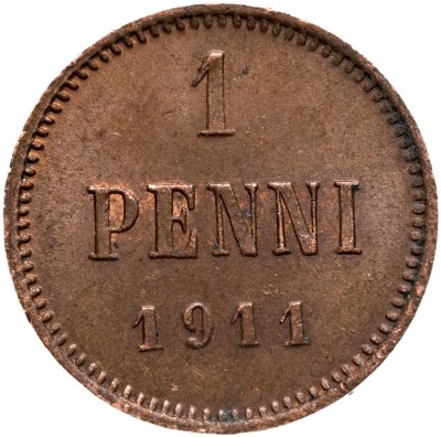 купить 1 пенни 1911, монета для Финляндии