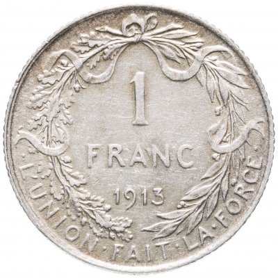 купить Бельгия 1 франк (franc) 1913 Надпись на французском - 'ALBERT ROI DES BELGES'
