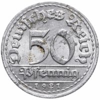 купить Германия (Веймарская республика) 50 пфеннигов (pfennig) 1921 D
