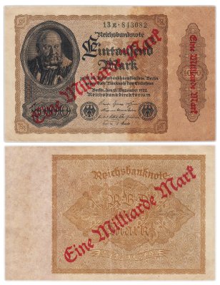 купить Германия 1000000000 марок 1923 на 1000 марок 1922