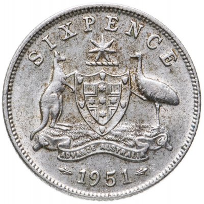 купить Австралия 6 пенсов (pence) 1951