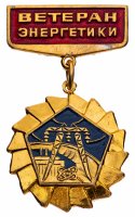 купить Знак нагрудный "Ветеран энергетики", алюминий, эмаль, УПП №2, СССР, 1970-1980 гг.
