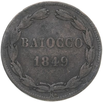 купить Папская область 1 байокко 1849