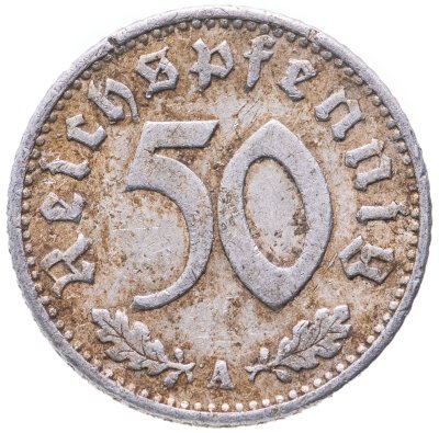 купить Германия (Третий рейх) 50 рейхспфеннигов (reichspfennig) 1935 A, отметка монетного двора: "A" - Берлин