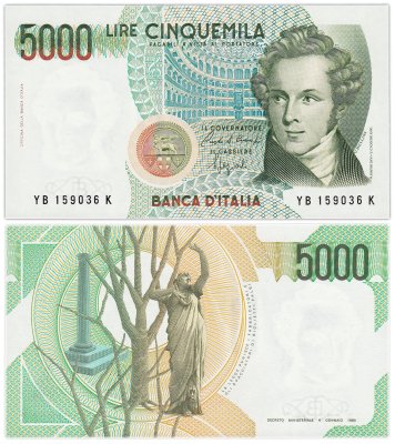 купить Италия 5000 лир 1985