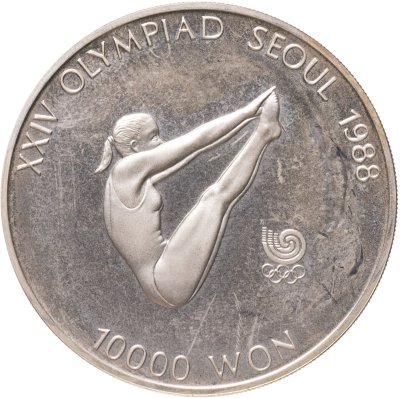 купить Южная Корея 10000 вон (won) 1987 XXIV летние Олимпийские Игры, Сеул 1988 - Прыжки в воду