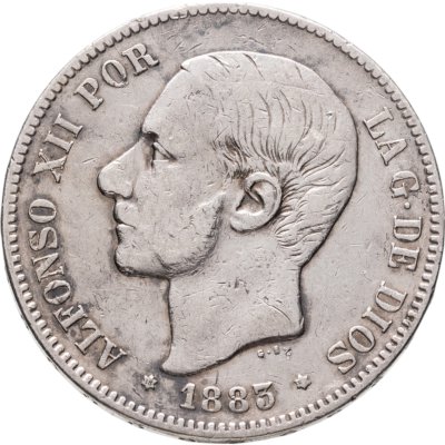 купить Испания 5 песет (pesetas) 1883