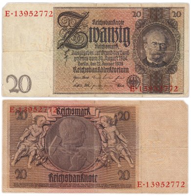 купить Германия 20 рейхсмарок 1933 (Pick 181)