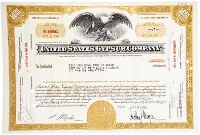 купить Акция США UNited States Gypsum Company , 1968- 1969 гг.