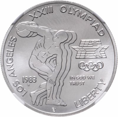 купить США 1 доллар (dollar) 1983 "XXIII летние Олимпийские Игры 1984 в Лос-Анджелесе", в слабе NGC MS69