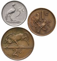 Купить ЮАР набор монет 1970-1990 (3 монеты)
