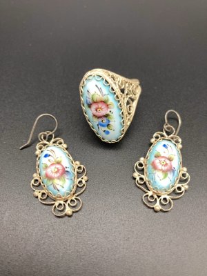 купить Набор из сережек и кольца, металл, 1970-2010 гг.