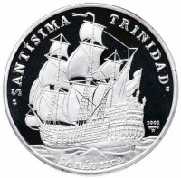 Купить Куба 10 песо 2002 "Навигация - испанский корабль «Сантисима-Тринидад»"