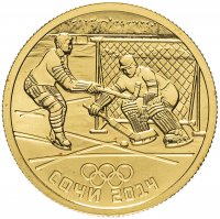 купить 50 рублей 2014 СПМД "Олимпиада Сочи 2014 - хоккей на льду" в футляре с сертификатом