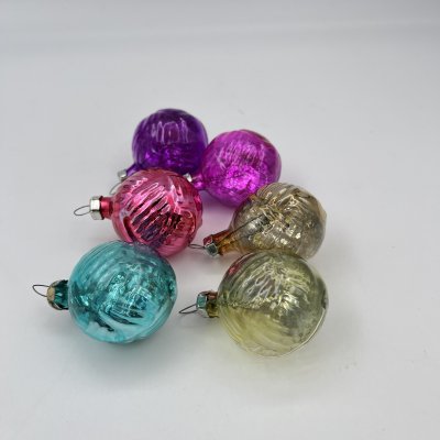 купить Набор ёлочных игрушек "Шары", стекло, роспись, деколь, металл, СССР, 1970-1990 гг.