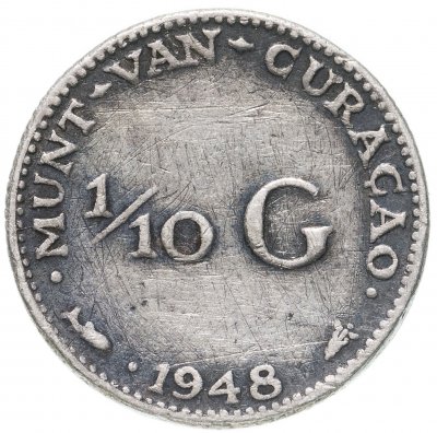 купить Кюрасао 1/10 гульдена (gulden) 1948