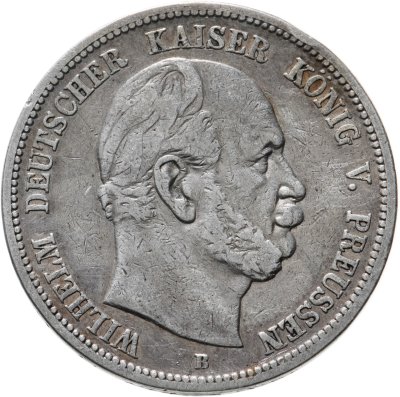 купить Германская Империя, Пруссия 5 марок (mark) 1875, знак монетного двора: "B" - Бреслау