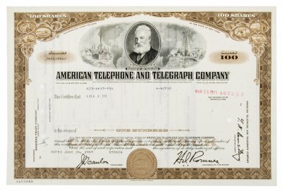 купить Акция США AMERICAN TELEPHONE AND TELEGRAPH 1969- 1971 гг.
