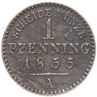 купить Германия 1 пфенниг (pfenning) 1855 A