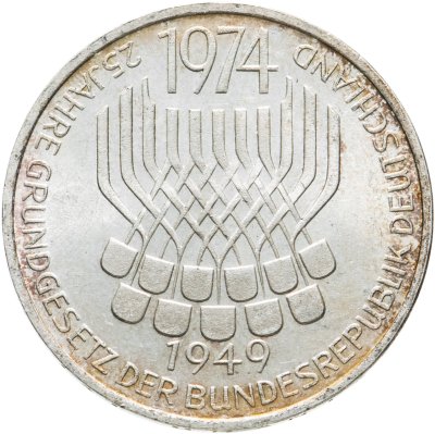 купить Германия 5 марок 1974 "25 лет со дня принятия конституции ФРГ"
