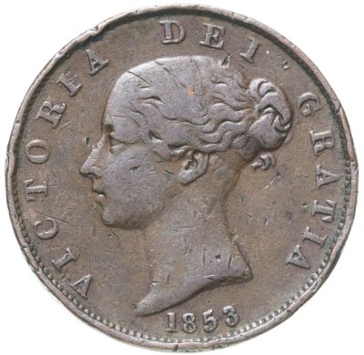 купить Великобритания 1/2 пенни (penny) 1853