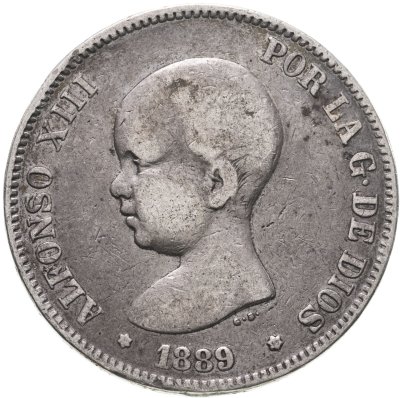 купить Испания 5 песет (pesetas) 1889