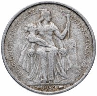 Купить Французская Океания 5 франков (francs) 1952
