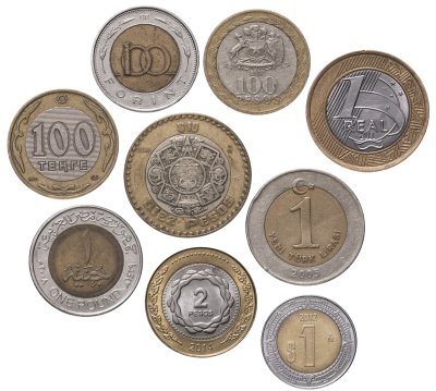 купить Набор монет стран мира ( биметалл) , 9 шт, 1993-2014