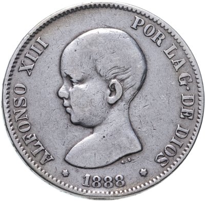 купить Испания 5 песет 1888