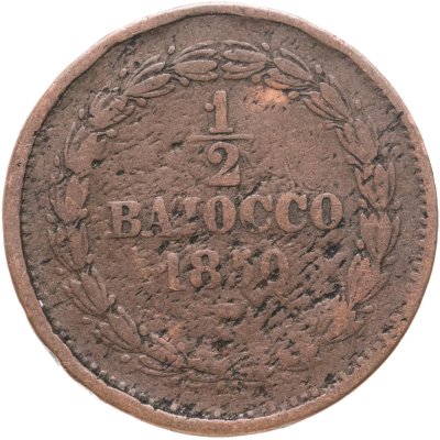 купить Папская область 1/2 байокко, 1850