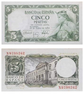 купить Испания 5 песет 1954 (Pick 146a)