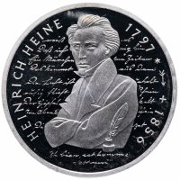 Купить Германия 10 марок 1997 "200 лет со дня рождения Генриха Гейне" (J)