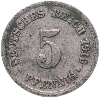 купить Германия 5 пфеннигов 1910 А