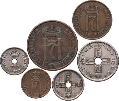купить Норвегия набор монет 1-50 эре 1908-1952 (6 шт.)