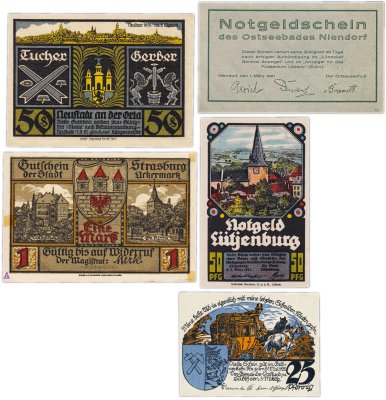 купить Германия (разные земли) набор из 5 нотгельдов 1920-1923