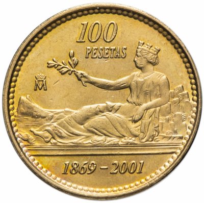 купить Испания 100 песет (pesetas) 2001 "132 года песете"