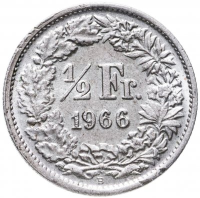 купить Швейцария 1/2 франка (franc) 1966