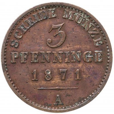 купить Германия, Пруссия 3 пфеннига 1871 А