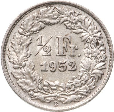 купить Швейцария 1/2 франка (franc) 1952