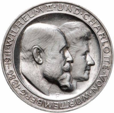 купить Германия, Вюртемберг 3 марки 1911 "25-летие свадьбы Вильгельма II и Шарлотты"