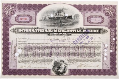 купить Акция США INTERNATIONAL MERCANTILE MARINE ( ТИТАНИК) 1918 г.
