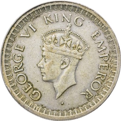 купить Британская Индия 1/2 рупии (rupee) 1944 • знак монетного двора: "•" - Бомбей