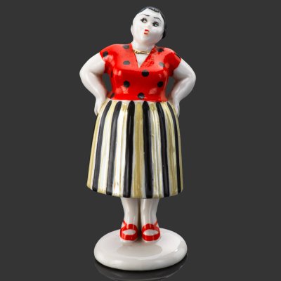 купить Статуэтка "Сплетница" ("Склочница") из скульптурной группы "Разговор", авторы А.В. Дегтярев и Л.Н. Сморгон, фарфор, роспись, люстр, золочение, Ленинградский завод фарфоровых изделий (ЛЗФИ), СССР, 1956-1967 гг.